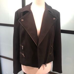 Banana Republic zipper-detail black blazer